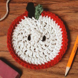 Crocheted Coasters - Red Apple Slice Coasters🍎